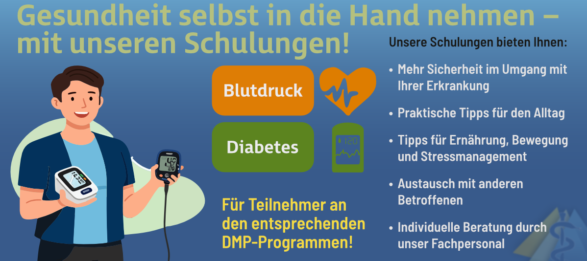 Plakat für Blutdruck- und Diabetesschulungen in Weilmünster
