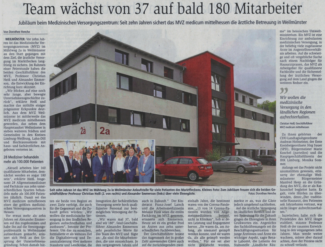 Bild von Artikel: "Team wächst von 37 auf bald 180 Mitarbeiter" - Artikel vom 17.09.2022 im Weilburger Tageblatt